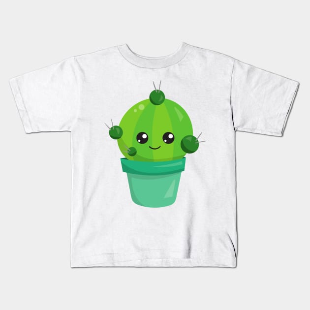 Cute Cactus, Kawaii Cactus, Green Cactus, Pot Kids T-Shirt by Jelena Dunčević